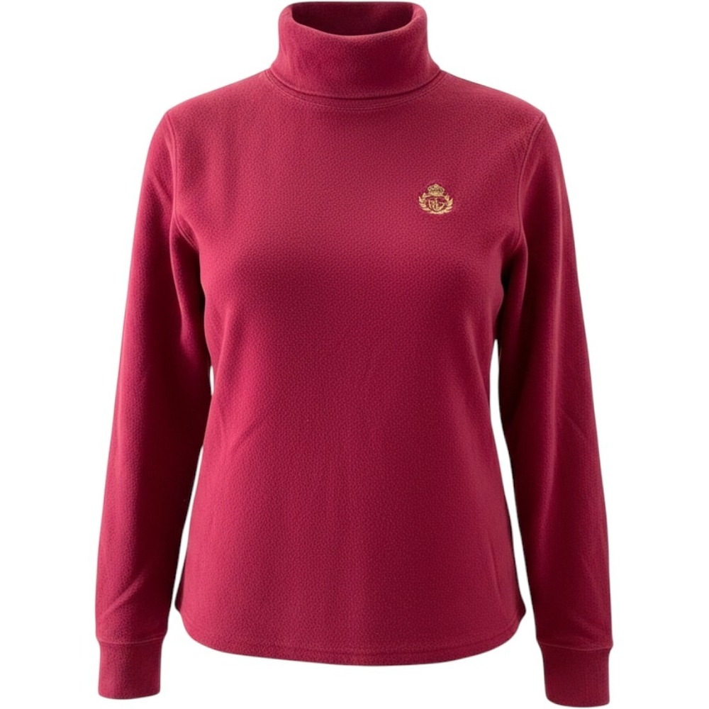 Lauren Ralph Lauren Turtleneck Women M Burgundy Crest Embroidered Preppy Classic